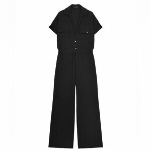 Zara NWT black flowy pocket jumpsuit